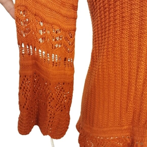 Lauren Conrad Scoop Neck Sweater Crochet Trim Burnt Orange - Sz XS - Picture 3 of 6